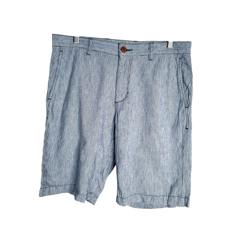 Tommy Bahama 33 Stretch LINEN Cotton Beach Shorts $99 Striped Summer Navy Blue - Picture 2 of 7